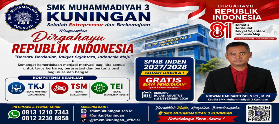 Civitas Akademika SMK Muhammadiyah 3 mengucapkan Selamat HUT RI Ke 81