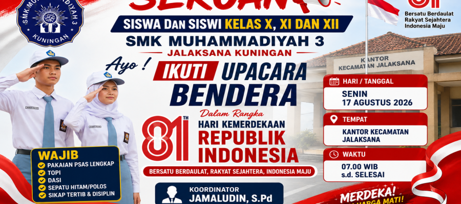 seruan Upacara Bendera memperingati HUT RI ke 81 di Kantor Kecamatan Jalaksana